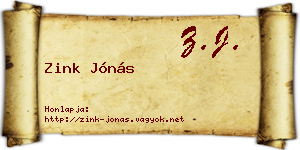 Zink Jónás névjegykártya